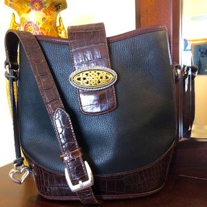 Brighton black with brown small bucket bag